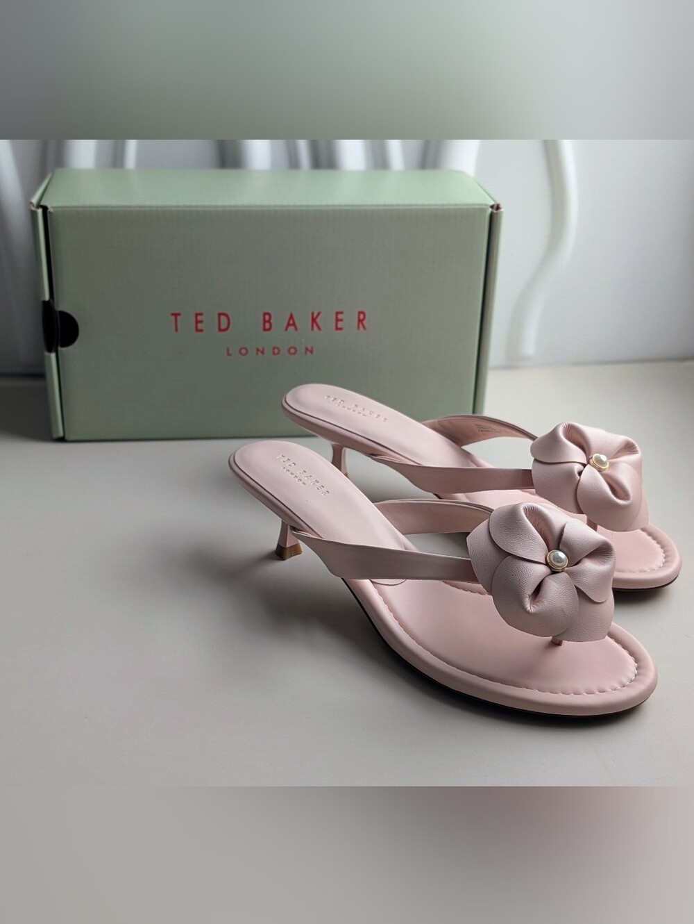 Ted Baker London Birdie Floral Sandal Pink Kitten Heel Size 8 NIB